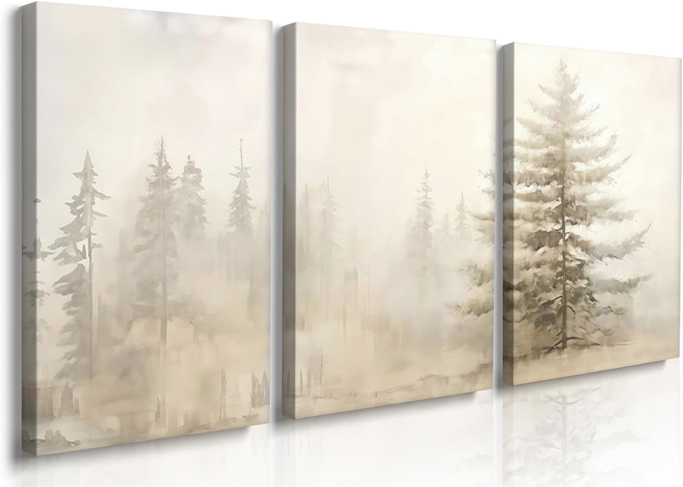 Pine Tree Wall Art Framed Canvas Print Wall Art Woodland Nursery Decor