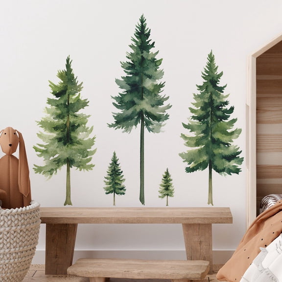 Pine Tree Wall Art - Pine Tree Wall Decal, Wall Stickers Peel and Stick DIY Removable tree Walls Murals Decor for Living Room Bedroom Classroom Nursery glass decals