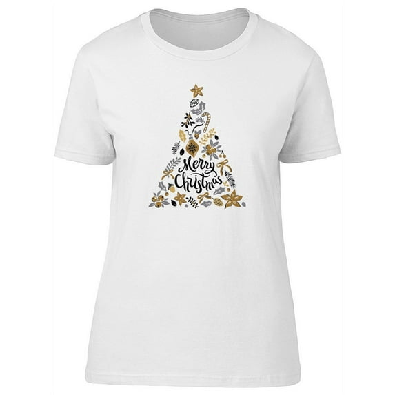 Pine Tree With Christmas Doodles T-Shirt Women -Image by Shutterstock, Female Small