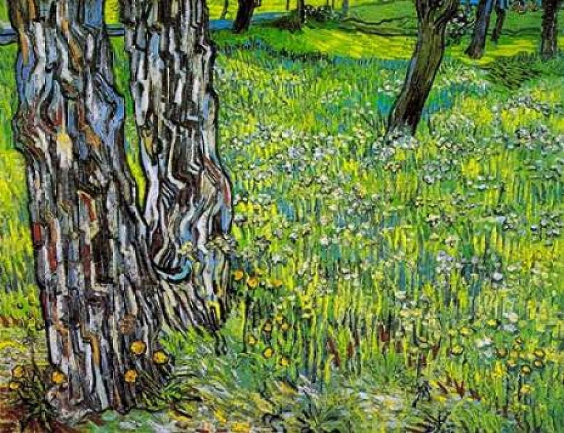 Pine Trees And Dandelions In The Garden Of Saint Paul Hospital 1890 Canvas Art - Vincent Van Gogh (18 x 24)