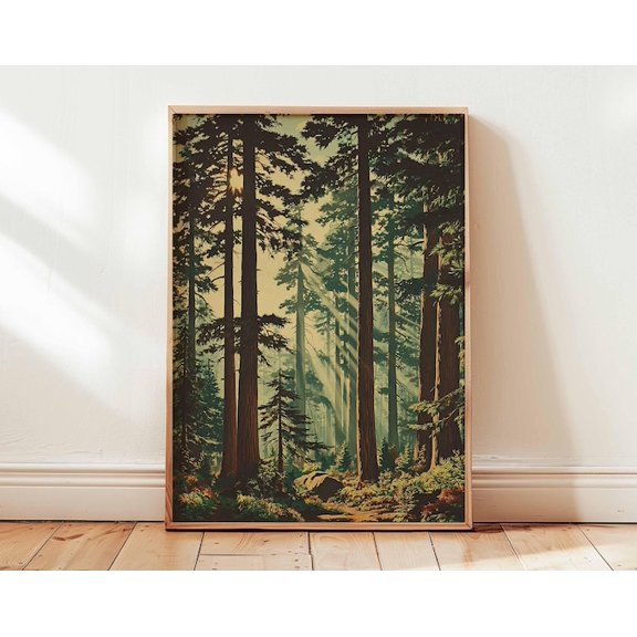 Pine Trees Forest Botanical Wall Art Print, Unframed Paper Poster 8x10in