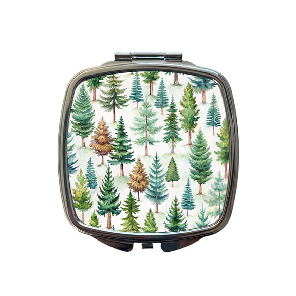 Pine Trees Forest Travel Makeup Handbag Purse Small Pocket Compact Mirror