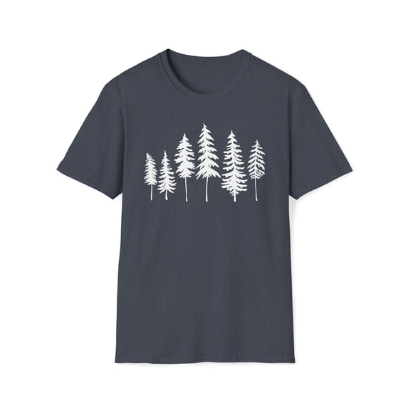 Pine Trees, Gildan Unisex Softstyle T-Shirt, Minimalist Graphic Tee, S-3XL