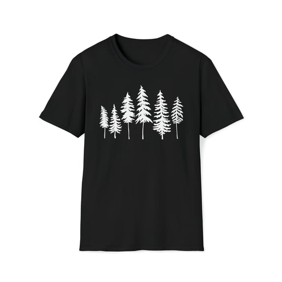 Pine Trees, Gildan Unisex Softstyle T-Shirt, Minimalist Graphic Tee, S-3XL