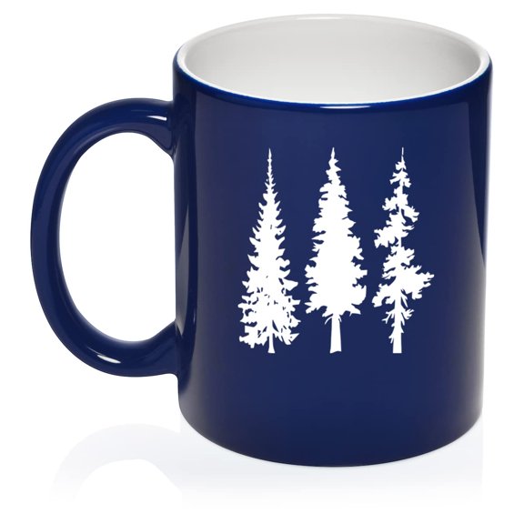 Pine Trees Hiking Mountains Camping Outdoors Ceramic Coffee Mug Tea Cup Gift (11oz Blue)
