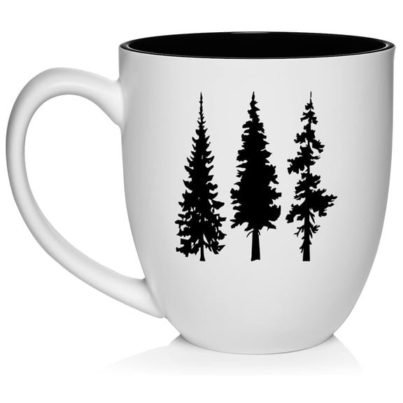 Pine Trees Hiking Mountains Camping Outdoors Ceramic Coffee Mug Tea Cup Gift (16oz White)