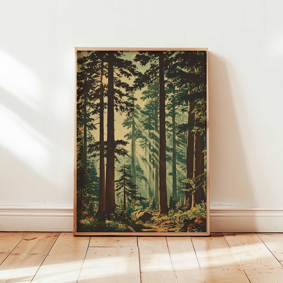 Pine Trees Poster Nature Wall Art Forest Poster Evergreen Decor Woodland Poster Tree Poster Botanical Gift Idea, Poster Only