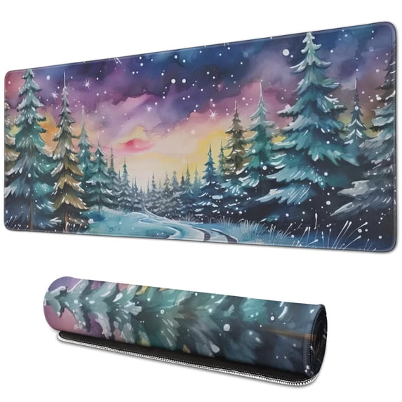 Pine Trees Under the Snow mouse Padswaterproofnon Slip for Office Home Work Gaminggaming Mouse PadRubber Base Mousepad with Stitched Edges 31.5x11.8inches