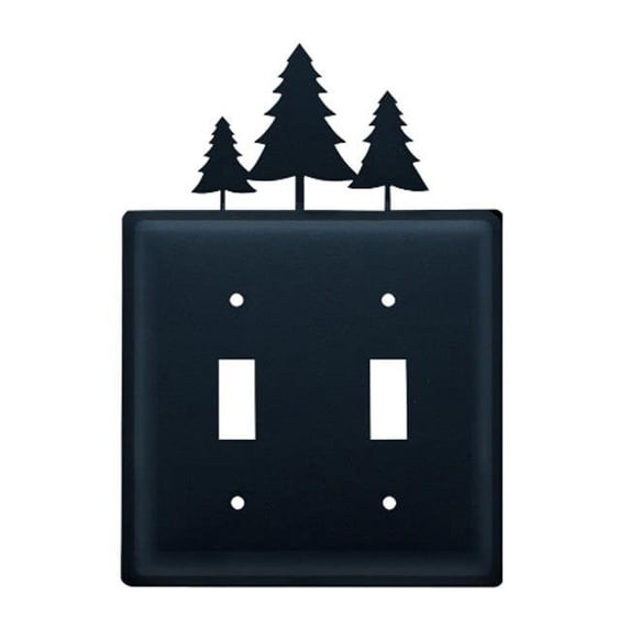 Pine Trees Switch Cover Double - Black