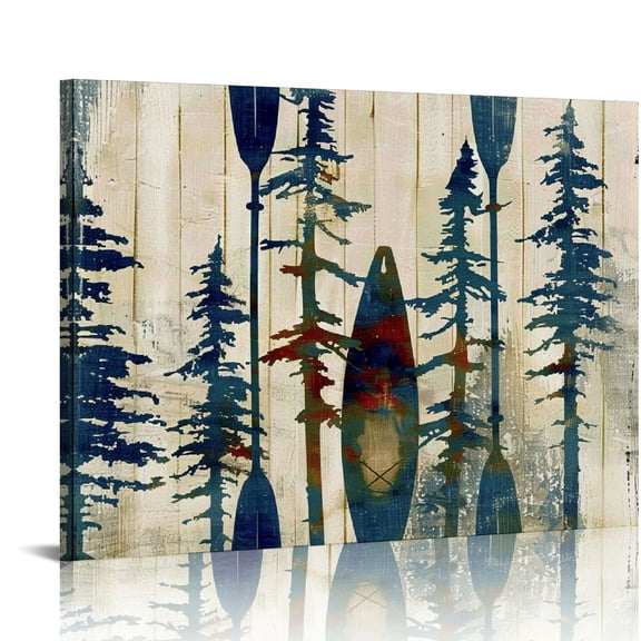 Pine Trees Wall Art Canvas Prints Ready To Hang Home Room Decor - Perfect Gift Idea 16x12in
