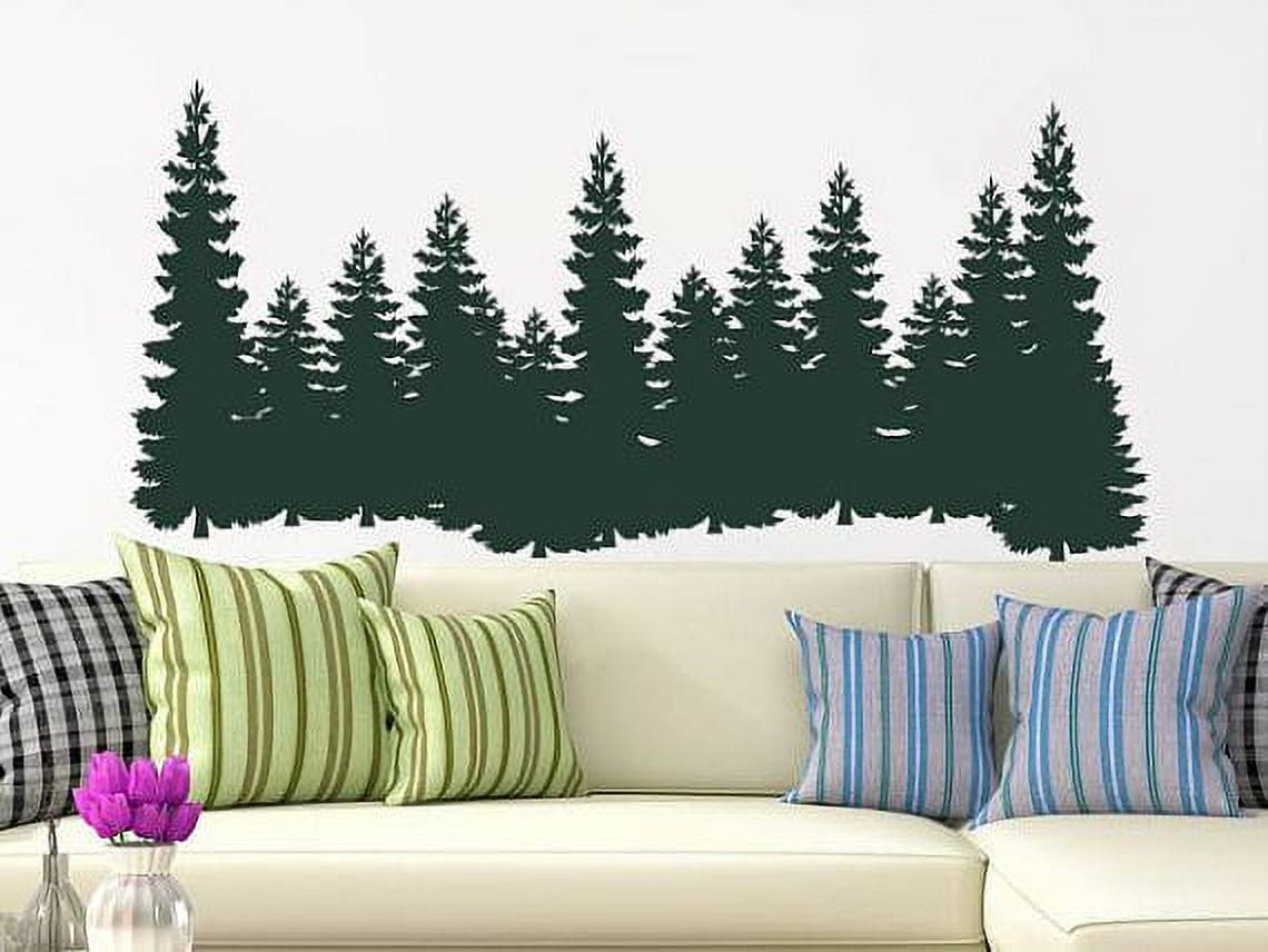 Pine Trees Wall Decal Forest Landscape Nature Vinyl Sticker Home Decor ...