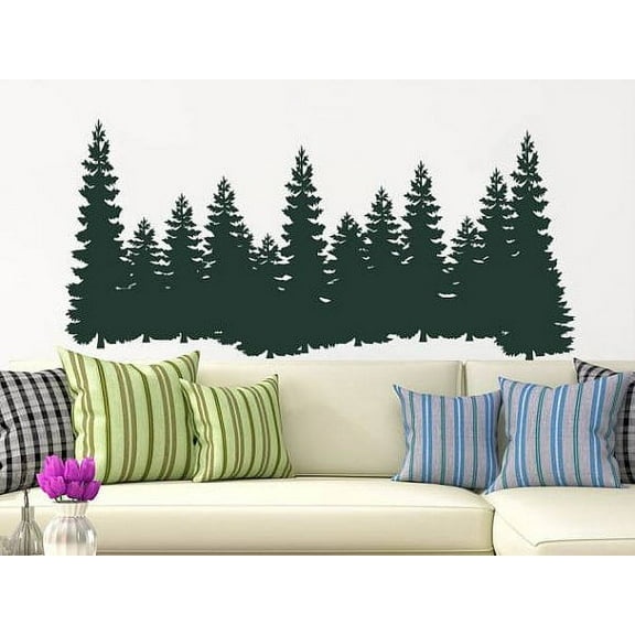 Pine Trees Wall Decal Forest Landscape Nature Vinyl Sticker Home Decor