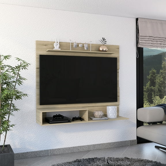 Pine Tv Stand For 55" Tv, Including One Superior Shelf And Two Shelves - Modern In With Design