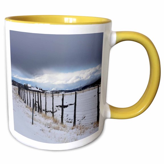 3drose, Pine Valley Utah with Snow All over and Blue in Sky, 11oz Two-tone Yellow Mug