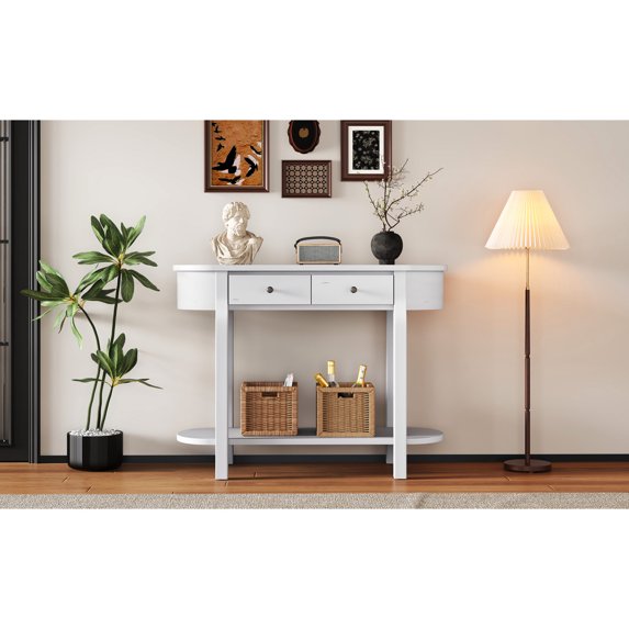 Pine Veneer Console Table with Drawers / Durable and Stylish for Entries