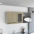 thumbnail image 1 of Pine Wall Cabinet, Double Door, Glass Interior Storage, Modern Kitchen Easy Assembly, 58.03 In. Depth, 15.3 Width, 23.1 Height, 79.12 Lb Weight Door Cabinet In Pine, Stylish To Build,, 1 of 2