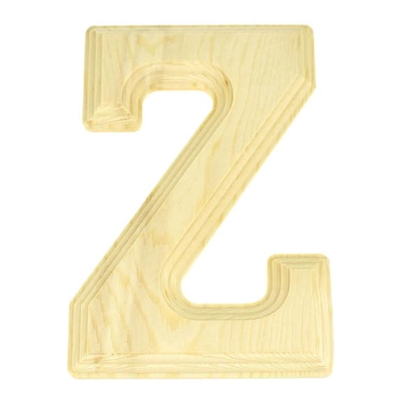 Pine Wood Beveled Wooden Letter Z, Natural, 5-13/16-Inch