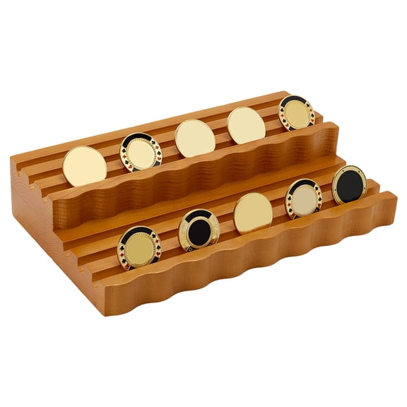 Pine Wood Coin Organizer Display Stands Rectangle Chocolate 180x300x60.5mm