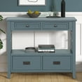 thumbnail image 1 of Pine Wood Console Table with 4 Drawers & 1 Storage Shelf, Entry Sofa Table for Entryway Living Room Bedroom Hallway Kitchen Blue, 1 of 7