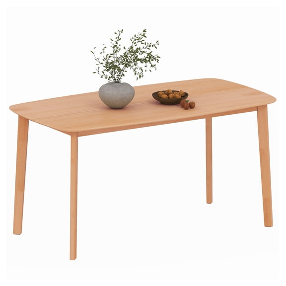 Pine Wood Dining Table for 6, 47 Inch Rustic Kitchen Table, Rectangular Dining Room Table with Large Tabletop, Natural Finish