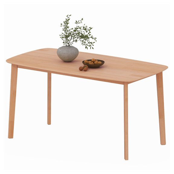 Pine Wood Dining Table for 6, 59" Rustic Kitchen Table - Rectangular Dining Room Table, Natural Finish