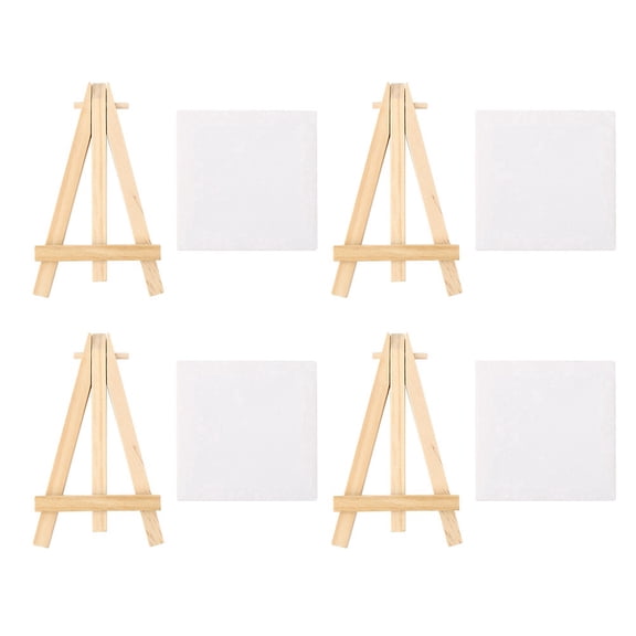 Pine Wood Easel With Canvas, Durable Art Stand For Kids, Beginners Small Paintings