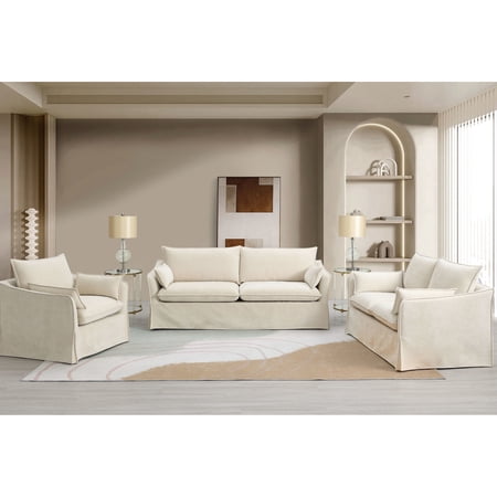 Pine Wood Frame, Slip Cover Included | Living Room Set for a Clean Appearance