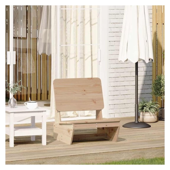 Pine Wood Garden Chair, Natural Finish Outdoor Seating, Rustic Patio Furniture, Weather Resistant, Comfortable Backrest, 25.2 x 23.6 x 27.8 Inch