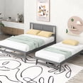 thumbnail image 1 of Pine Wood Gray Full Size Platform Bed with Trundle - Reliable for Long - term Use, 1 of 2