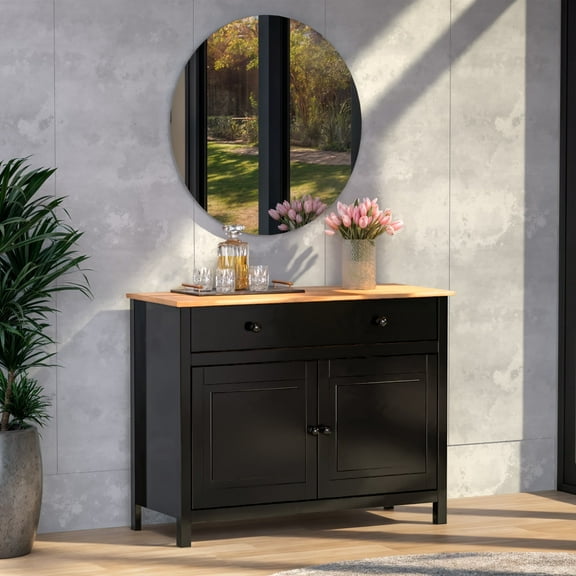 Pine Wood Sideboard & Buffet: 43.89" Wide with 2 Doors and 1 Drawer - From the Tree Furniture