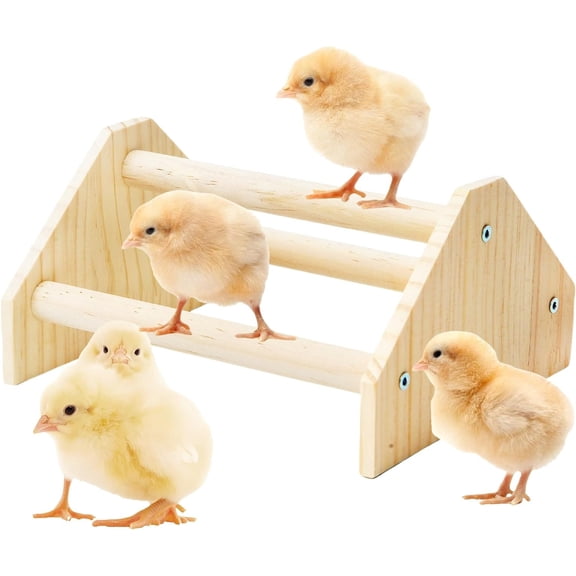 Pine Wooden Chicken Perch, Strong Jungle Gym Roosting Bar, Durable Bird Stand Toy for Coop Brooder, Suitable for Baby Chickens & Young Turkeys, 7.9 x 6.9 x 4.14 Inch