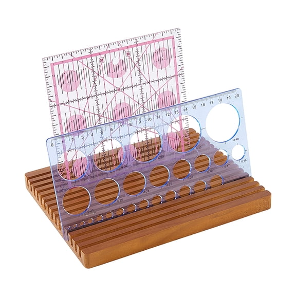 Pine Wooden Quilting Ruler Storage Rack Ruler Template Organizer Holder Sewing Accessories and Supplies Saddle Brown 205x165x16.5mm for DIY