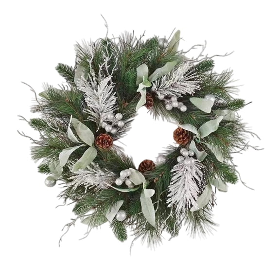 Pine Wreath - 20 Inch Christmas Wreath for Front Door | Holiday Door Garland, Festive Entryway Ornament, Artificial Doors Christmaas Pine Wreaths for Outdoor Window Mantel Restaurant