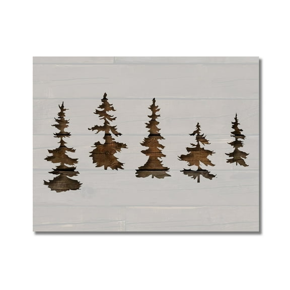 Pine trees various forest Stencil Template Reusable 8.5 x 11 for Painting on Walls, Wood, Etc. By Stencilville