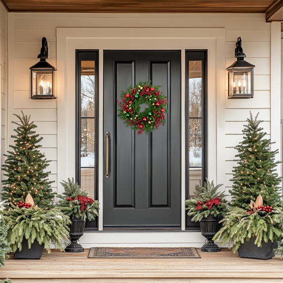 Northlight Pine with Ornaments and Berries Artificial Christmas Wreath - 24" - Unlit