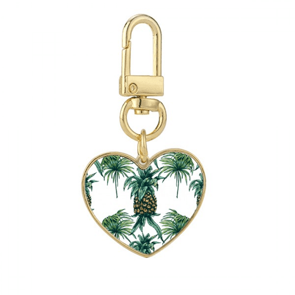 PineFruit Fruit Eat Green Gold Heart Keychain Metal Keyring Holder