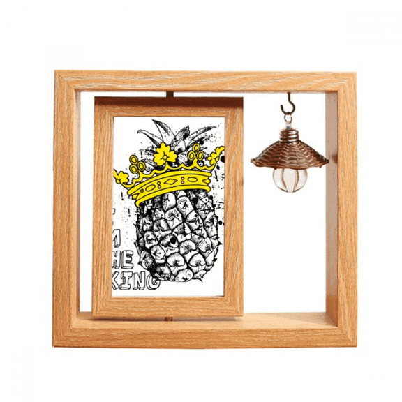 PineFruit Line Drawing Fruit King Wooden Rotating Picture Photo Frame 4x6