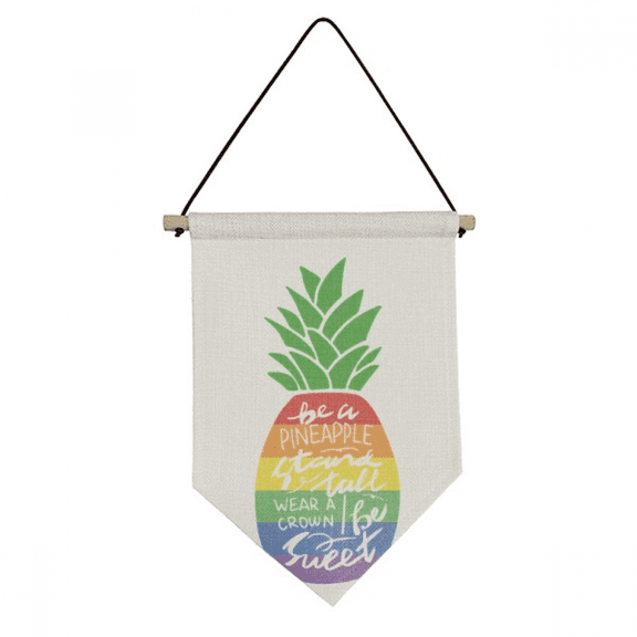 PineFruit Rainbow LGBT Flag Quote Canvas Flag Hanging Wall Art Decor Banner