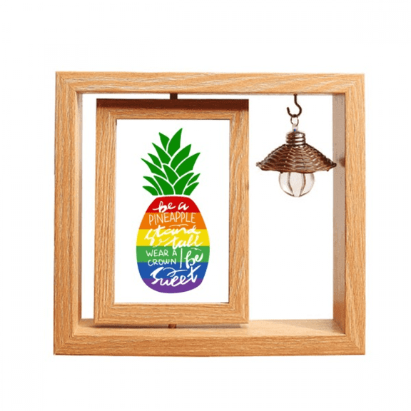 PineFruit Rainbow LGBT Flag Quote Wooden Rotating Picture Photo Frame 4x6