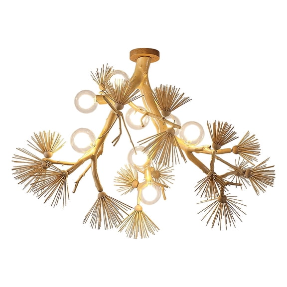 PineTree Nature Wood Branch Ceiling Lamp (Barbed/Stingless, D73/D65H56cm) for Living Room & Dining Room