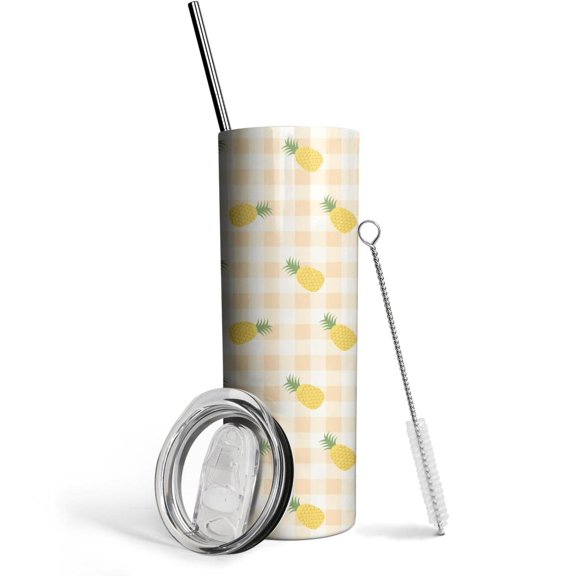 Pineapple 20 Oz Skinny Tumbler with Lid and Straw - Double Wall Vacuum Coffee- Birthday Gifts for Mom Sister Friends Women