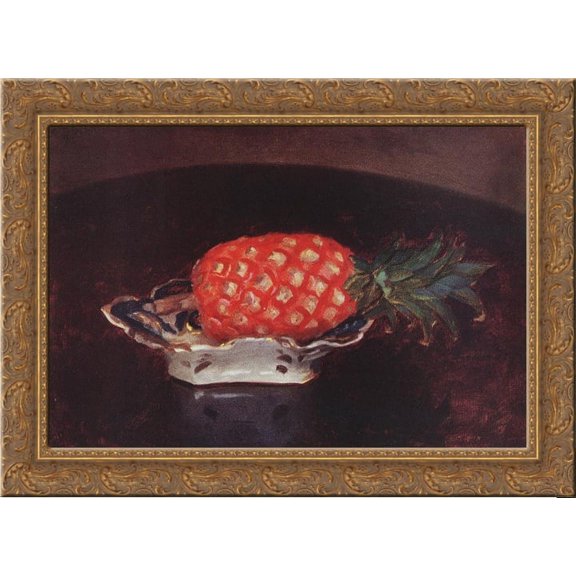Pineapple 24x18 Gold Ornate Wood Framed Canvas Art by Karoly Ferenczy