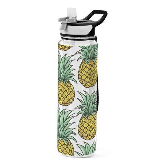 Pineapple 32oz Water Bottles with Straw Tritan Leakproof Sports Bottle BPA Free Clear for Fitness Gym Swimming Cycling