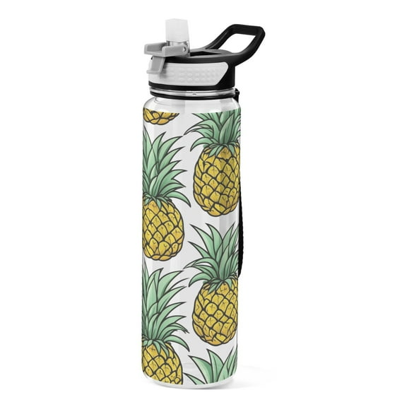 Pineapple 32oz Water Bottles with Straw Tritan Leakproof Sports Bottle BPA Free Clear for Fitness Gym Swimming Cycling
