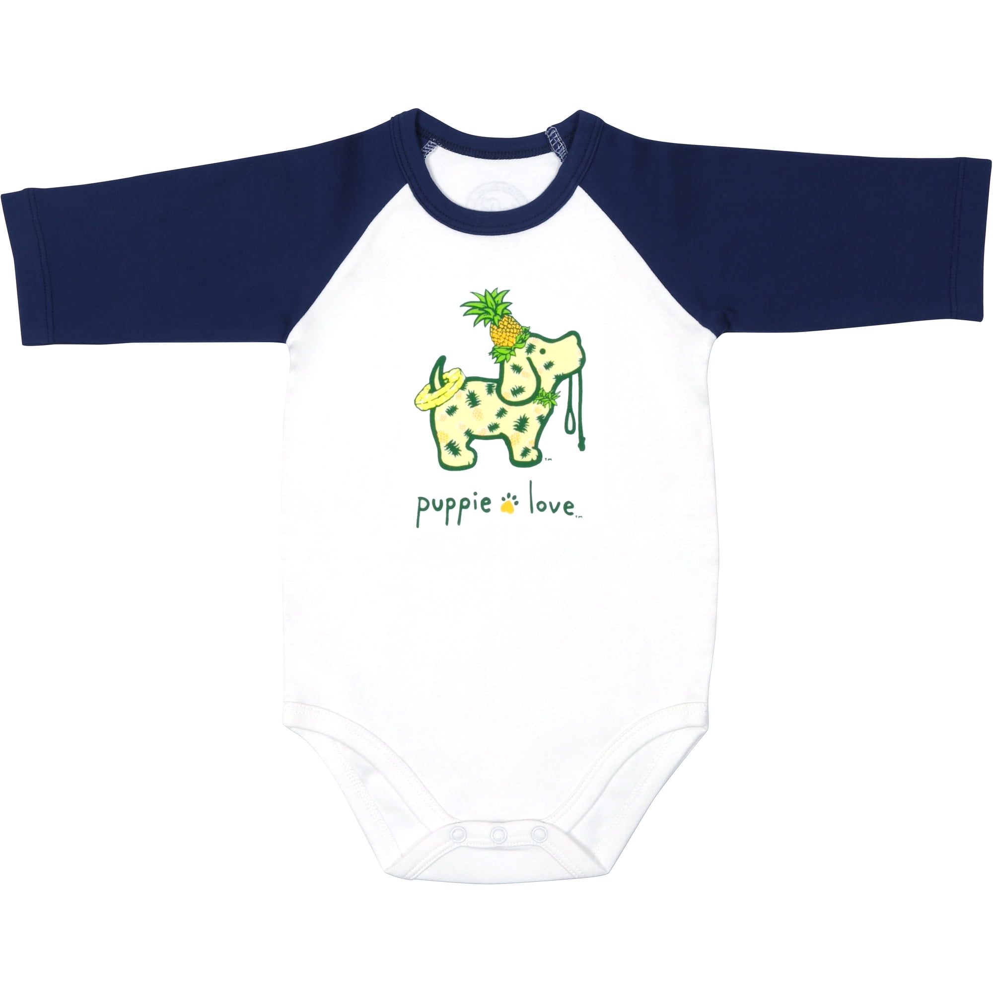 Pineapple - 6-12 Months 3/4 Length Navy Sleeve Onesie