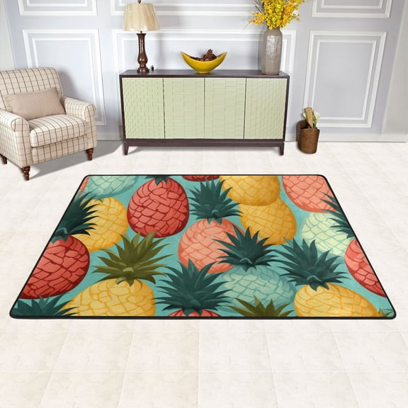 Pineapple Abstract Area Floor Mats Soft Large Nursery Rugs Non-Slip Foam Carpets Living Room Doormat for Bedroom Dinning Decor 72" x 48"