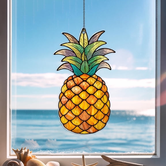 Pineapple Acrylic Suncatcher, Tropical Fruit Suncatcher, Summer Home Decor, Pineapple Window Hanging, New Home Gift