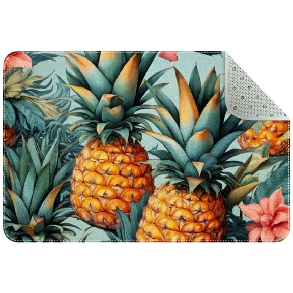 Pineapple Aesthetic Pattern Small Area Rug, Non-Slip Door Mat Indoor Floor Mat, Washable Kitchen Rug Entrance Door Mat for Bedroom Living Room