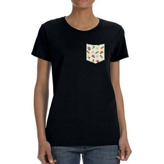 Pineapple And Flowers Graphic Women T-Shirt, Female XX-Large