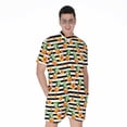 thumbnail image 1 of Pineapple And Hibiscus Striped Short Sleeve Men'S Rompers, Tropical Floral Hawaiian Casual Summer Jumpsuits Outfit, 1 of 4